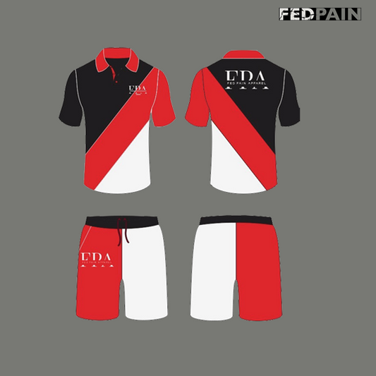 Fedpain Summer Collared Set Black, Red & White