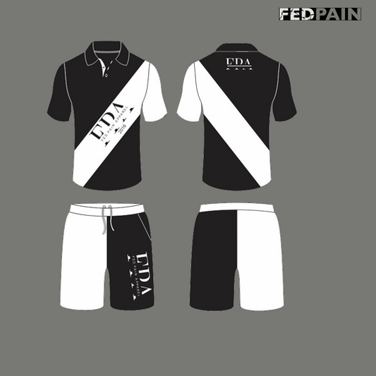 Fedpain Summer Collared Set Black & White