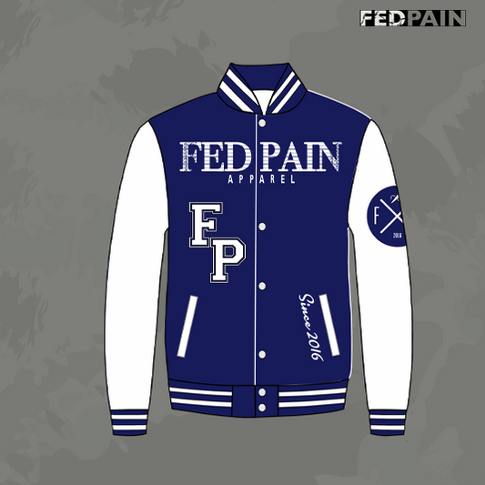 Fedpain Varsity Letterman Dark Blue & White