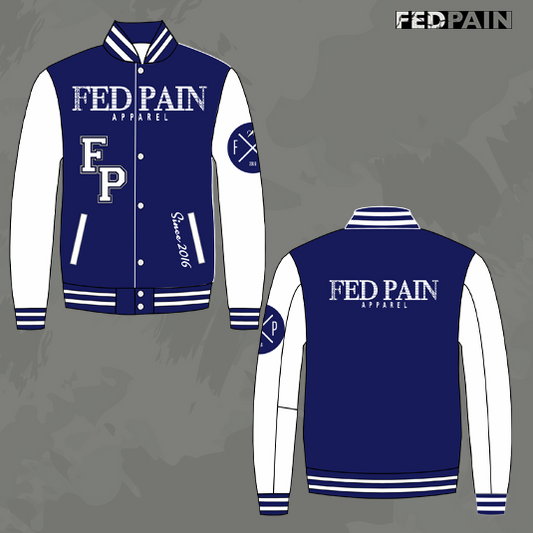 Fedpain Varsity Letterman Dark Blue & White