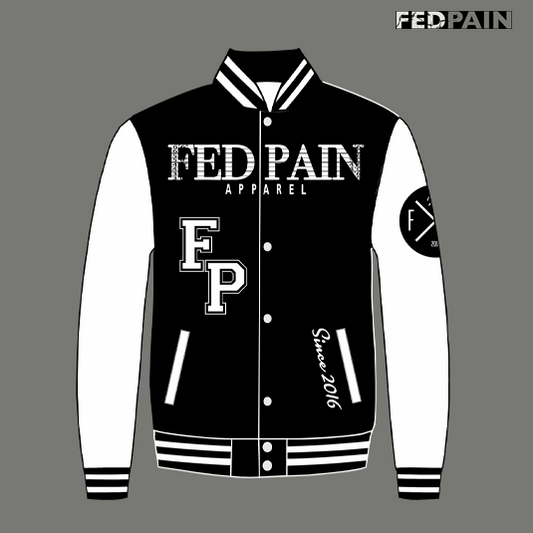 Fedpain Varsity Letterman White & Black