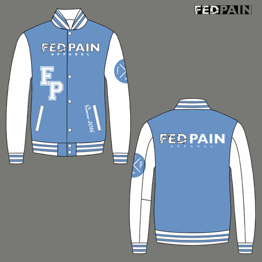 Fedpain Varsity Letterman Light Blue & White