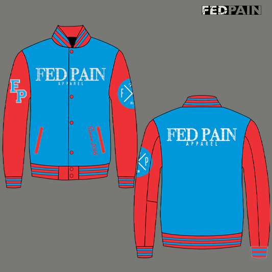 Fedpain Varsity Letterman Jacket Bue & Red