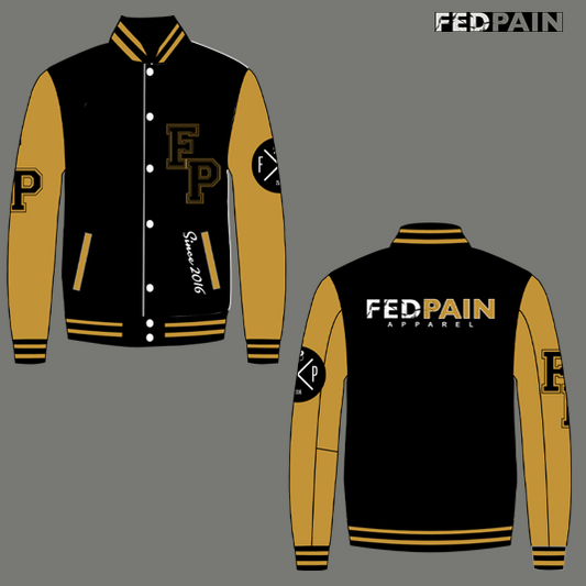 Fedpain Varsity Letterman Gold & Black