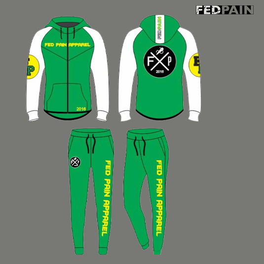 FedPain Tracksuit Green, White and Yellow