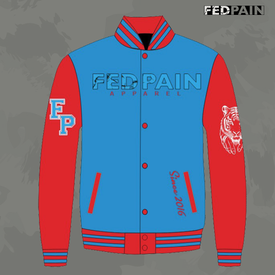 Fedpain Varsity Letterman Jacket Bue & Red