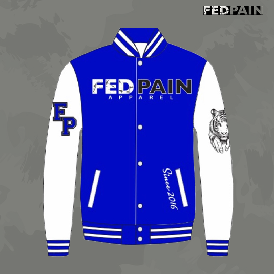 Fedpain Varsity Letterman Jacket Blue & White