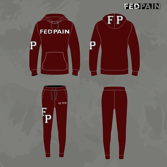 FedPain Tracksuit Red Burgundy