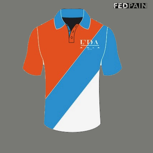 Fedpain Summer Collared Set Orange, Light Blue and White