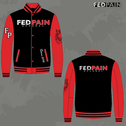 Fedpain Varsity Letterman Jacket Red & Black