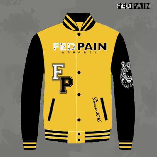 Fedpain Varsity Letterman Jacket Yellow & Black